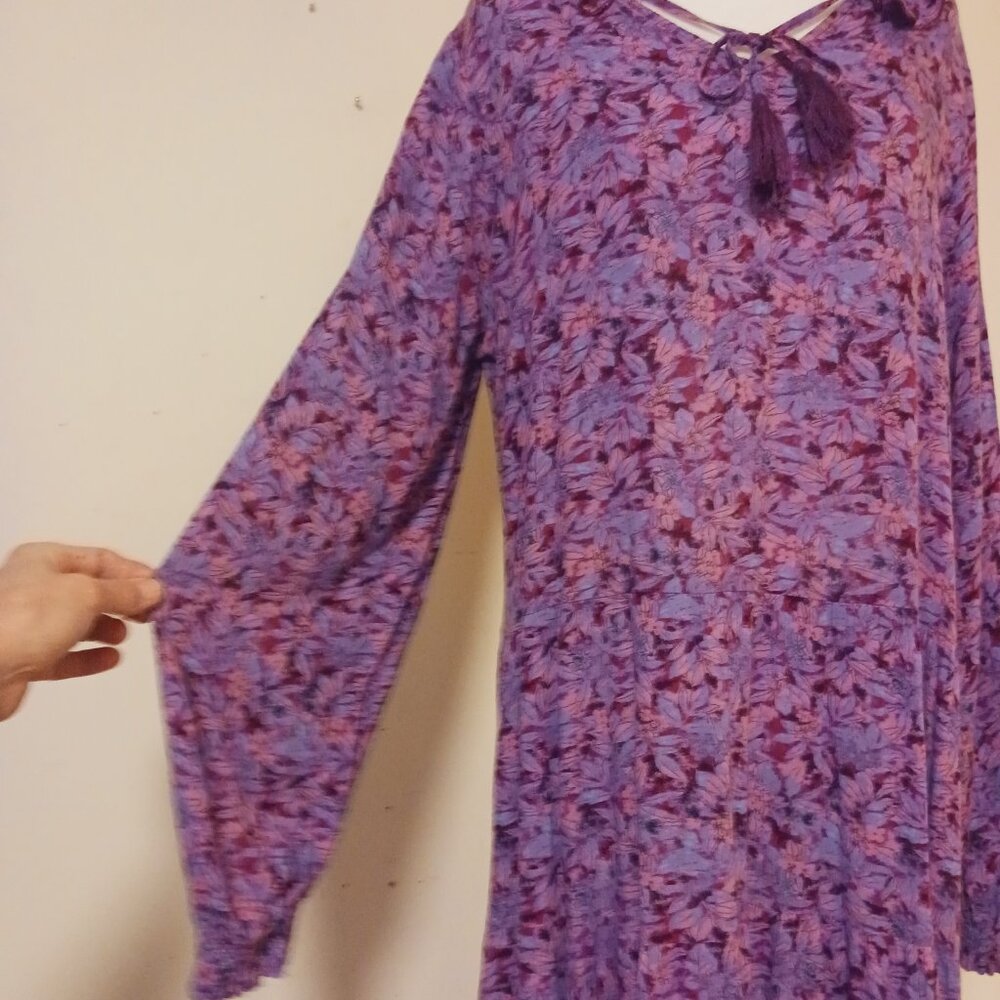 Chelsea & Violet Floral Purple Tiered Maxi Dress Size Medium, Boho, Cottagecore - Picture 14 of 16